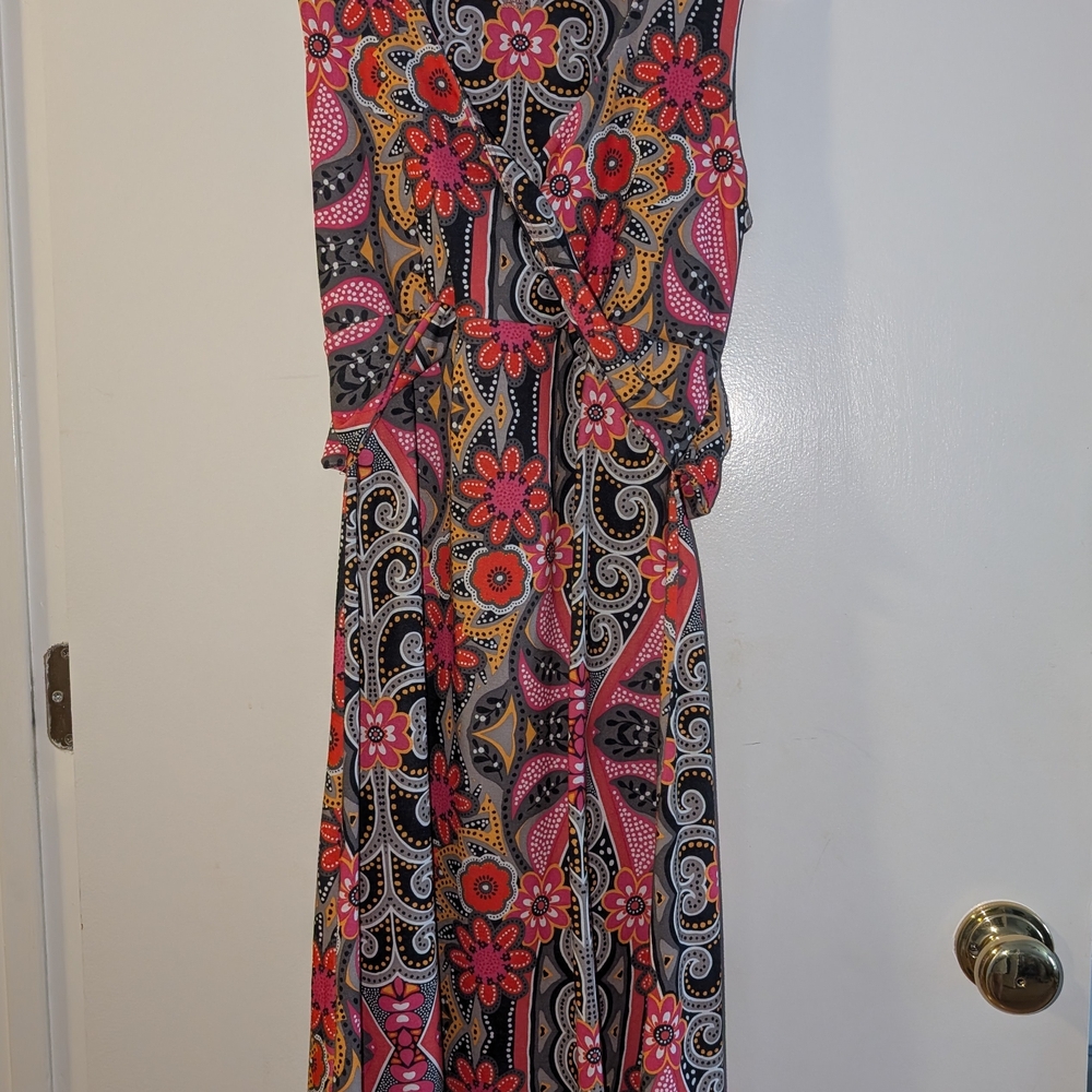 prAna Floral Twist Wrap Sleeveless Dress Size Small